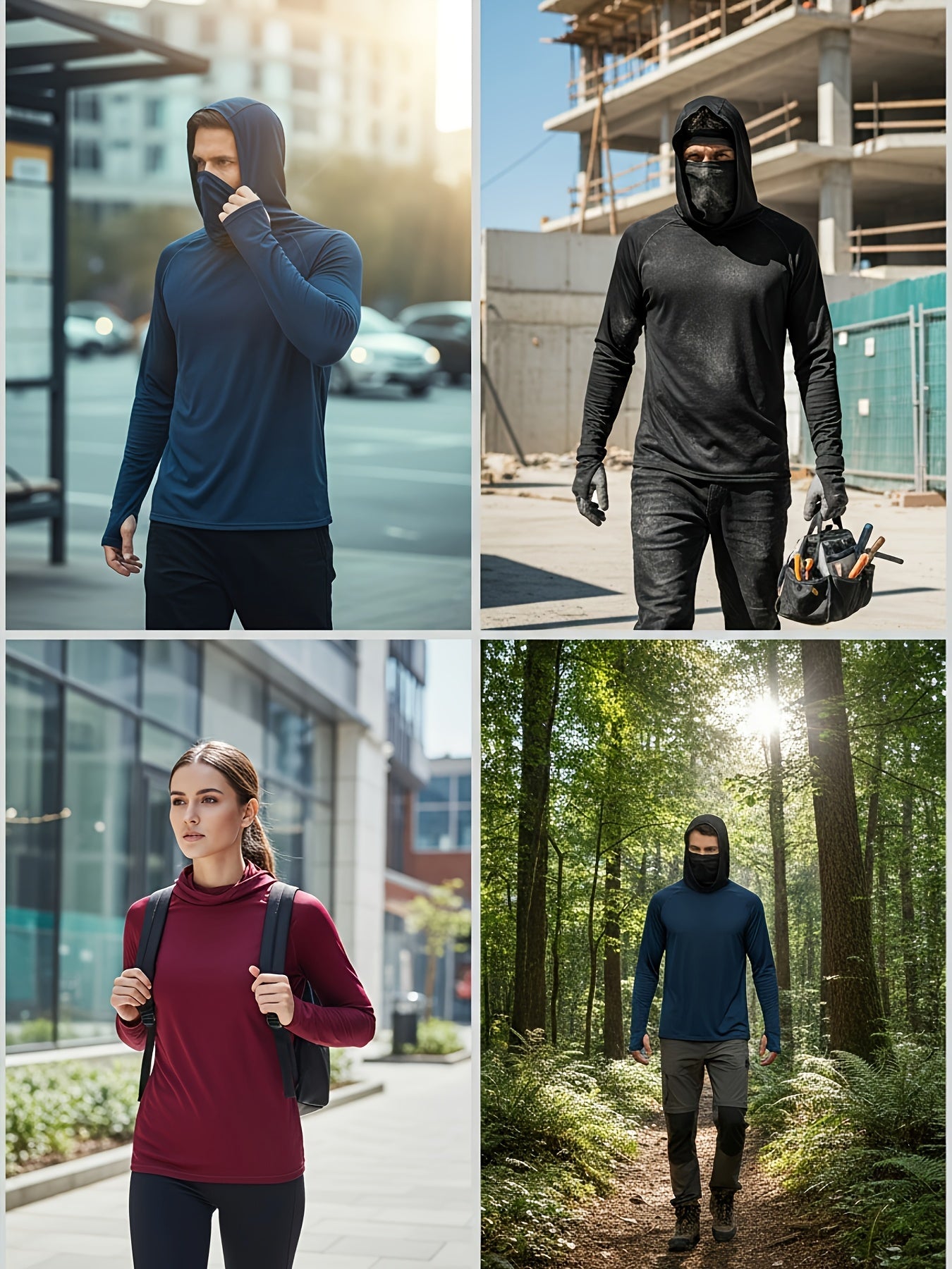 Men's Built-In Mask Hoodies - 6-Pack Breathable Layers