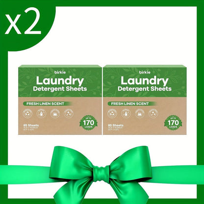 Laundry Detergent Sheets 85 Sheets 170 Loads – Liquid-Free Eco Laundry Strips, No Plastic Jug, Fresh Linen Scent, HE & Standard Washer Compatible