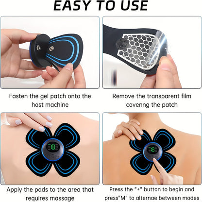 EMS Muscle Stimulator Massager Patch – Full Body Electric Massage Device with 8 Modes & 19 Intensity Levels for Shoulder, Arm, Leg, Waist & Cervical Spine Pain Relief