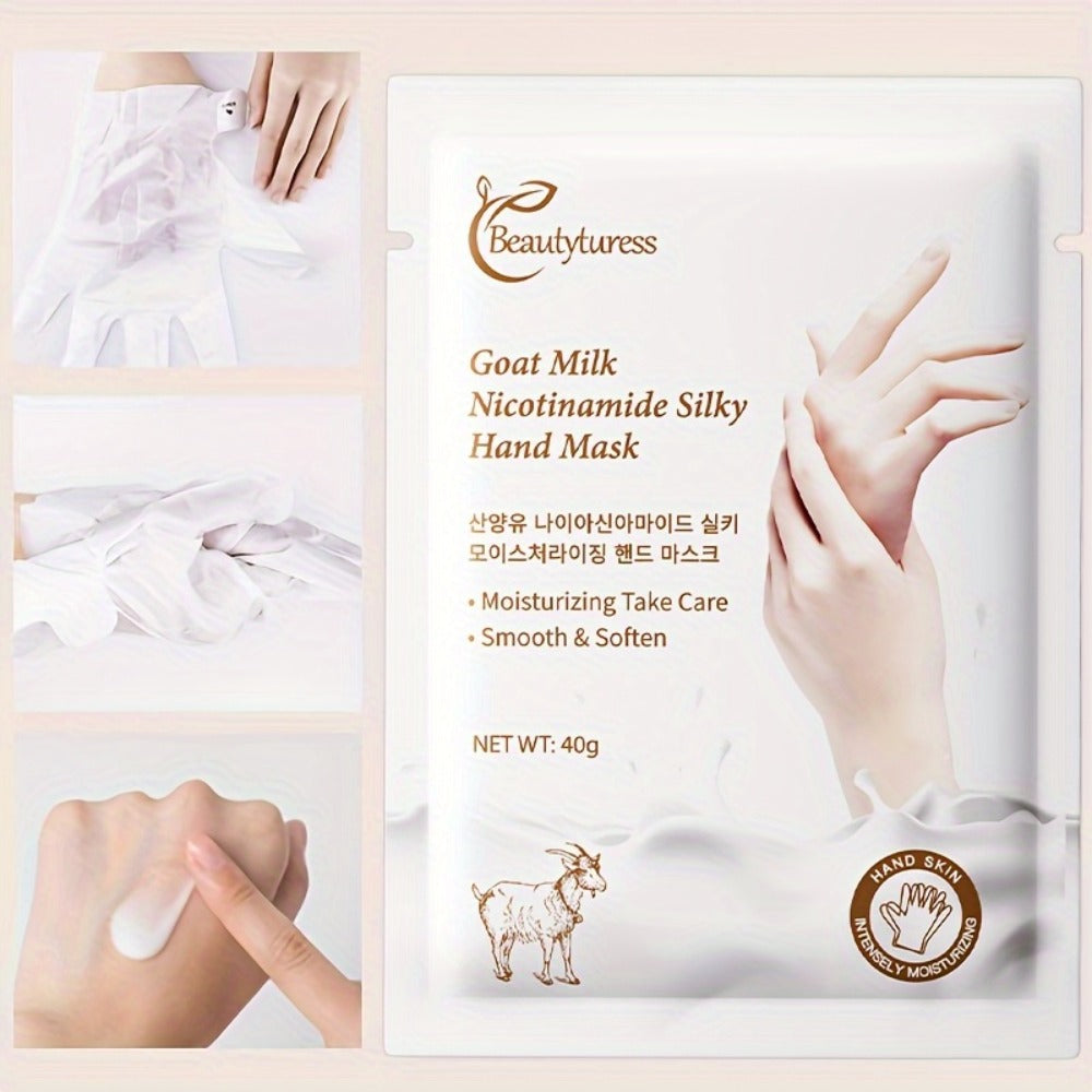 Moisturizing Hand Mask Gloves 20 Pairs with Niacinamide, Goat Milk & Glycerin | Brightening Deep Hydration Spa Treatment for Dry Rough Cracked Hands | Hypoallergenic Fragrance-Free Bulk Gift for Women