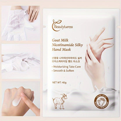Moisturizing Hand Mask Gloves 20 Pairs with Niacinamide, Goat Milk & Glycerin | Brightening Deep Hydration Spa Treatment for Dry Rough Cracked Hands | Hypoallergenic Fragrance-Free Bulk Gift for Women
