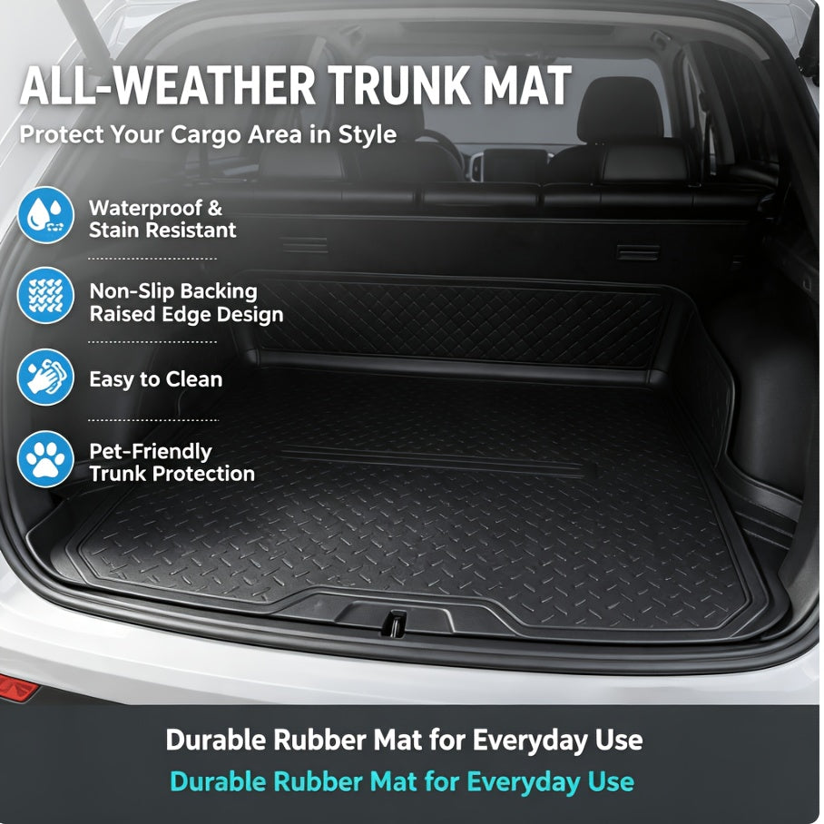 Thick Anti Slip All-weather Cargo Mat for the Trunk, with a  Design-Suitable for Small Cars/ SUVs/ Vans, Pickup Trucks, Etc.Waterproof, Wear-resistant, Easy to Clean Rubber Carrier Protective Pad