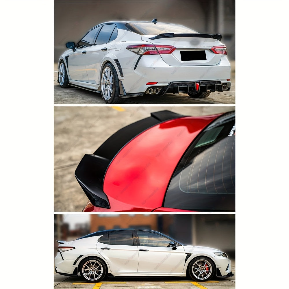 Rear Trunk Duckbill Spoiler for 2018-2022 for TOYOTA Camry All Models SE XSE XLE LE 4-Door, High Kick V-Style Trunk Lid Spoiler Wing, Gloss Black/ Carbon Pattern, 1pc