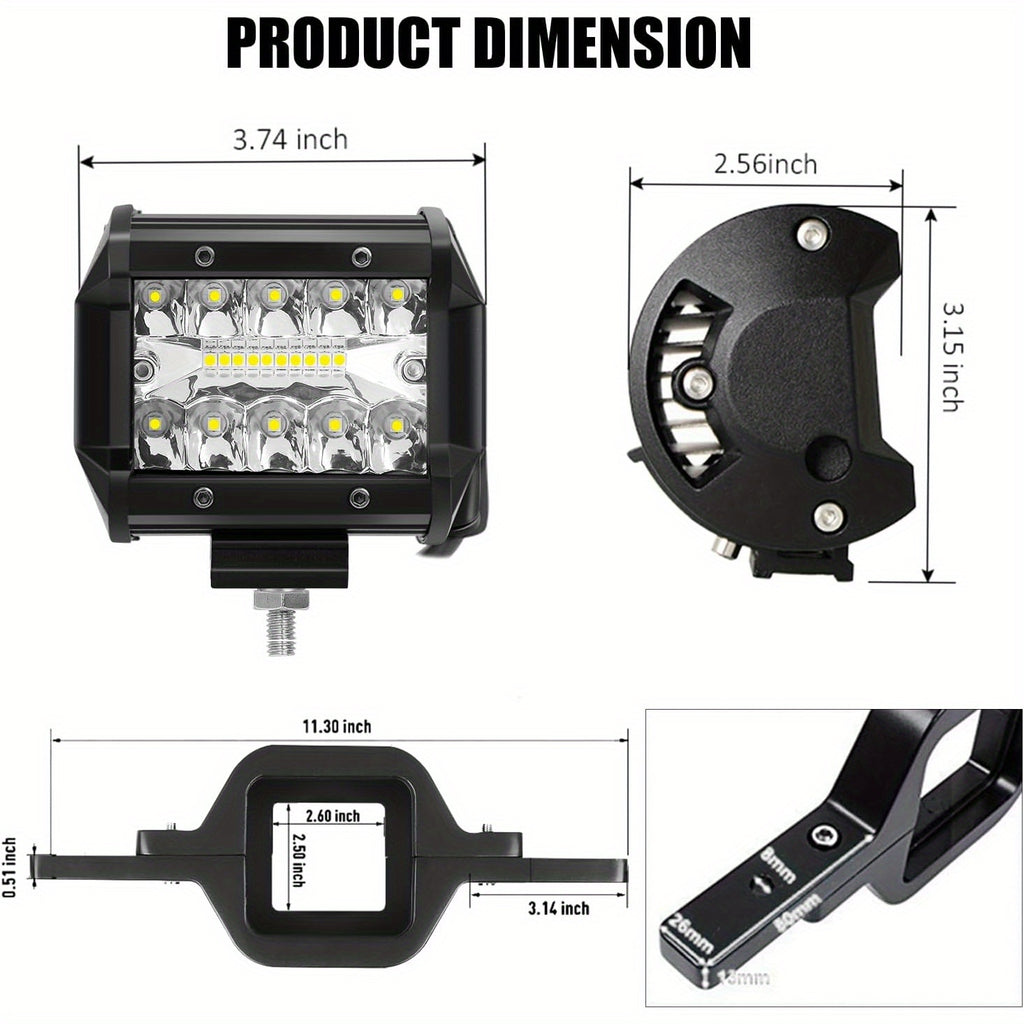 Hitch LED Lights, 4 Inch LED Work Light Pods with 2.5 Inch Towing Hitch Mount Brackets for Truck Trailer SUV Pickup Fit Dual Led Off-Road Driving Hitch Light Bar, Without Battery