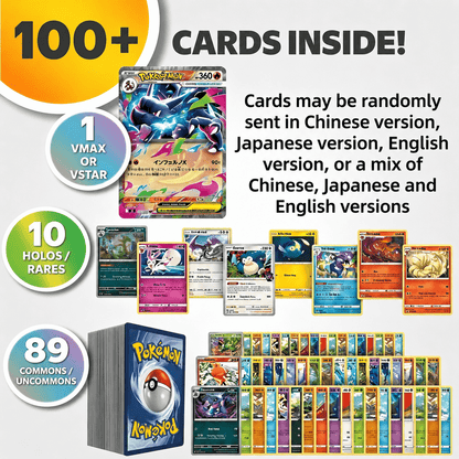 Pokemon Card Bundle 100 or 200 PCS – Confirmed Ultra Rare Pull + 10X Holo & Reverse Holo Cards | Authentic Pokemon TCG Lot Gift Set for Kids Fans & Collectors