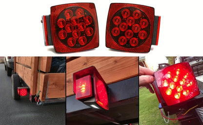 12V LED Trailer Tail Lights Kit - Stop, Turn Signal, Brake & License Plate Light for Trailers Under 80" - Boat, RV, Camper, Truck