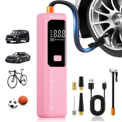 Cordless Tire Inflator Portable Air Compressor – USB-C Rechargeable, Digital Gauge, 3X Fast Inflation for Car Tires, Bikes, Motorcycles & Sports Balls