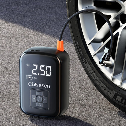 Portable Tire Inflator Air Compressor 150PSI 100W Cordless 4000mAh Digital Display 5 Modes USB-C Fast Charge for Car Motorcycle Bicycle Ball Auto Shut-Off Yellow Blue Black Silver