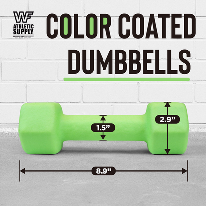 Neoprene Dumbbells Pair with Non-Slip Hex Shape – Color-Coded Hand Weights for Women & Men, Strength Training, Home Gym & Aerobics – 2LB to 15LB Available in Yellow, Green, Red, Blue & Gray
