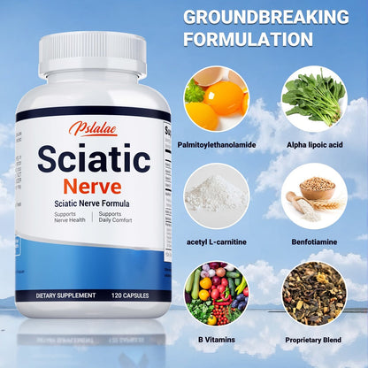 Nerve Pain Relief Supplement 120 Capsules – Sciatic Nerve & Neuropathy Support with Vitamin B Complex, Benfotiamine & Acetyl-L-Carnitine – Bone & Neurological Health Formula – Gluten-Free for Men and Women