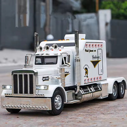 Semi Truck Toy 1:24 Scale Die-Cast Metal Pull-Back Alloy Semi-Trailer Truck with Trailer – Heavy Duty Truck Model Collectible Ornament for Kids Boys Ages 3+ | Best Birthday Christmas Gift