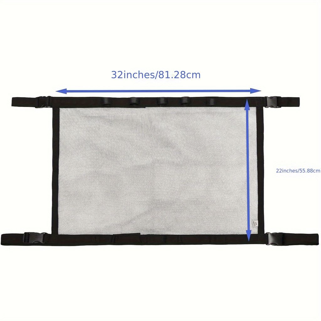 Durable Car Ceiling Mesh Organizer - Easy Install, Space-Saving, Adjustable Straps for SUV, Truck, Van - Fishing Rods Fabric Vehicle Roof Storage Net for Fishing Rods, Ski Poles And Long Gear, Easy Installation.