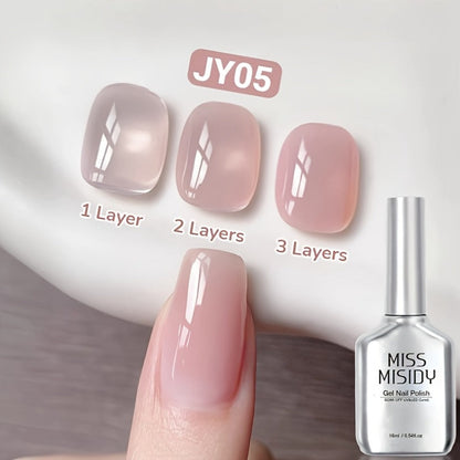 Ice Transparent Nude Pink Gel Nail Polish 0.54oz Sheer Glass Finish UV LED Soak-Off - Alcohol-Free Unscented Chip-Resistant Long Lasting Salon Quality Nail Color for Women JY05 Series DIY Manicure