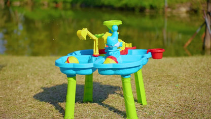 4-in-1 Sand & Water Table for Toddlers & Kids – Outdoor Sensory Play Sandbox Activity Table with Beach Toys, Summer Holiday Backyard Toy for Ages 2+, Accessories Color Random