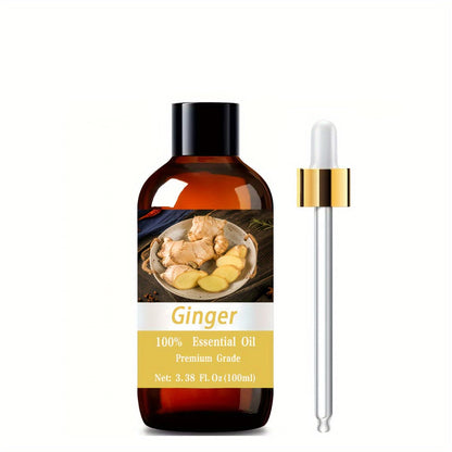 Ginger Essential Oil for Hair Growth 3.38oz 100ml - Hyaluronic Acid Vitamin C Scalp & Skin Moisturizing Massage Body Oil, Aromatherapy Relaxation Oil for Women & Men
