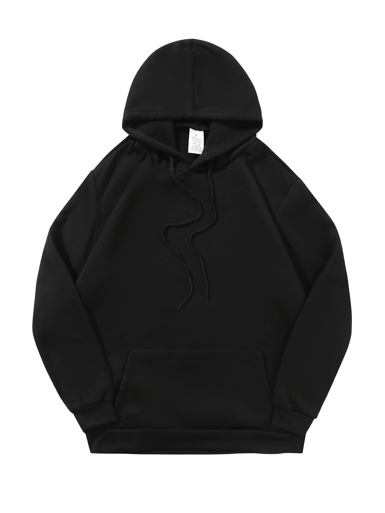Men's Solid Color Hoodie - Long Sleeve Relaxed Fit