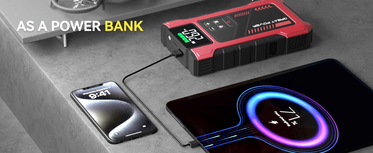 4000A Portable Car Jump Starter with Air Compressor, Suitable for 12V(2.11gal Gas, 1.72gal Diesel) Jump Starter Battery PackWith150 PSl Tire Inflator, 12V Car Battery Jump Power with LED Light, Car Accessories Tools, Car Emergency Kits, Jump Starters