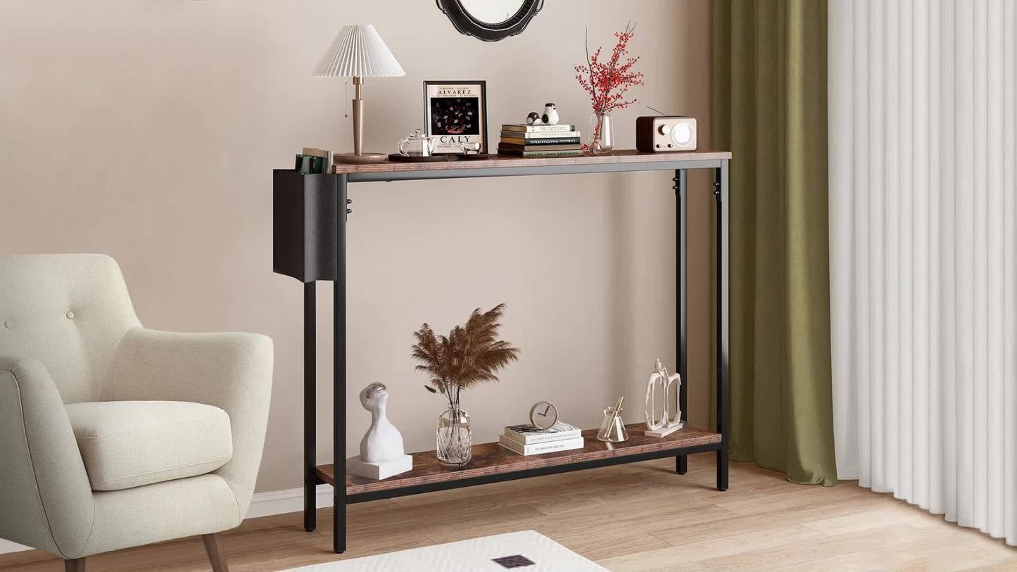 39.4-Inch Solid Wood Console Table, Hallway Accent Table for Entryway detail image - detail view 10