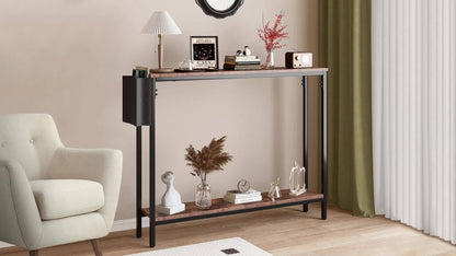 39.4-Inch Solid Wood Console Table, Hallway Accent Table for Entryway detail image - detail view 10
