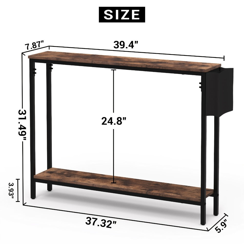 39.4-Inch Solid Wood Console Table, Hallway Accent Table for Entryway detail image