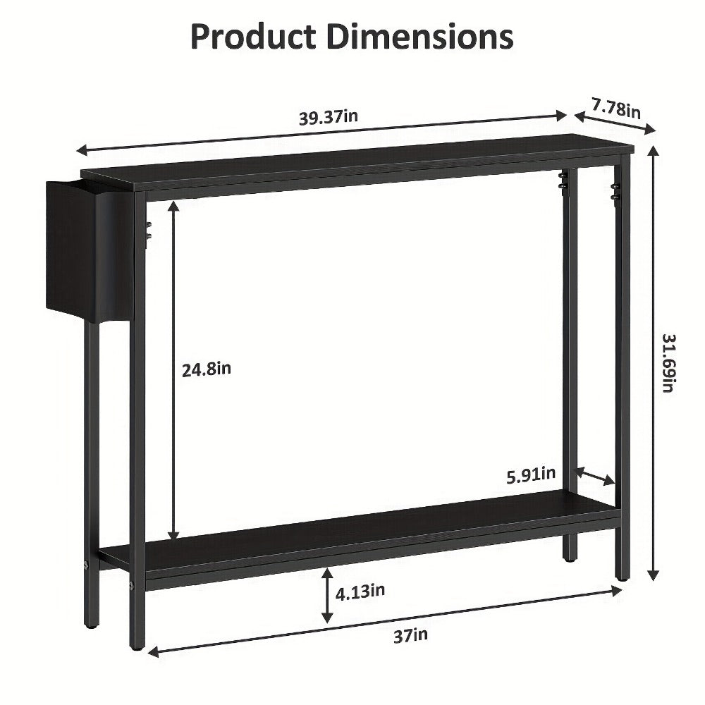 39.4-Inch Solid Wood Console Table, Hallway Accent Table for Entryway detail image - detail view 4