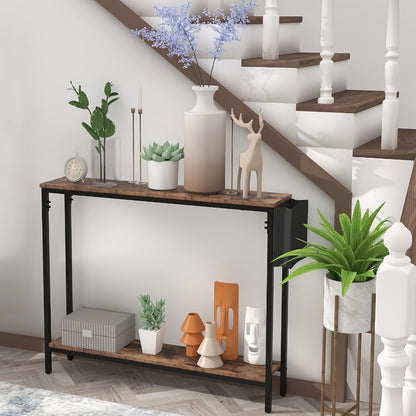 39.4-Inch Solid Wood Console Table, Hallway Accent Table for Entryway detail image - detail view 6