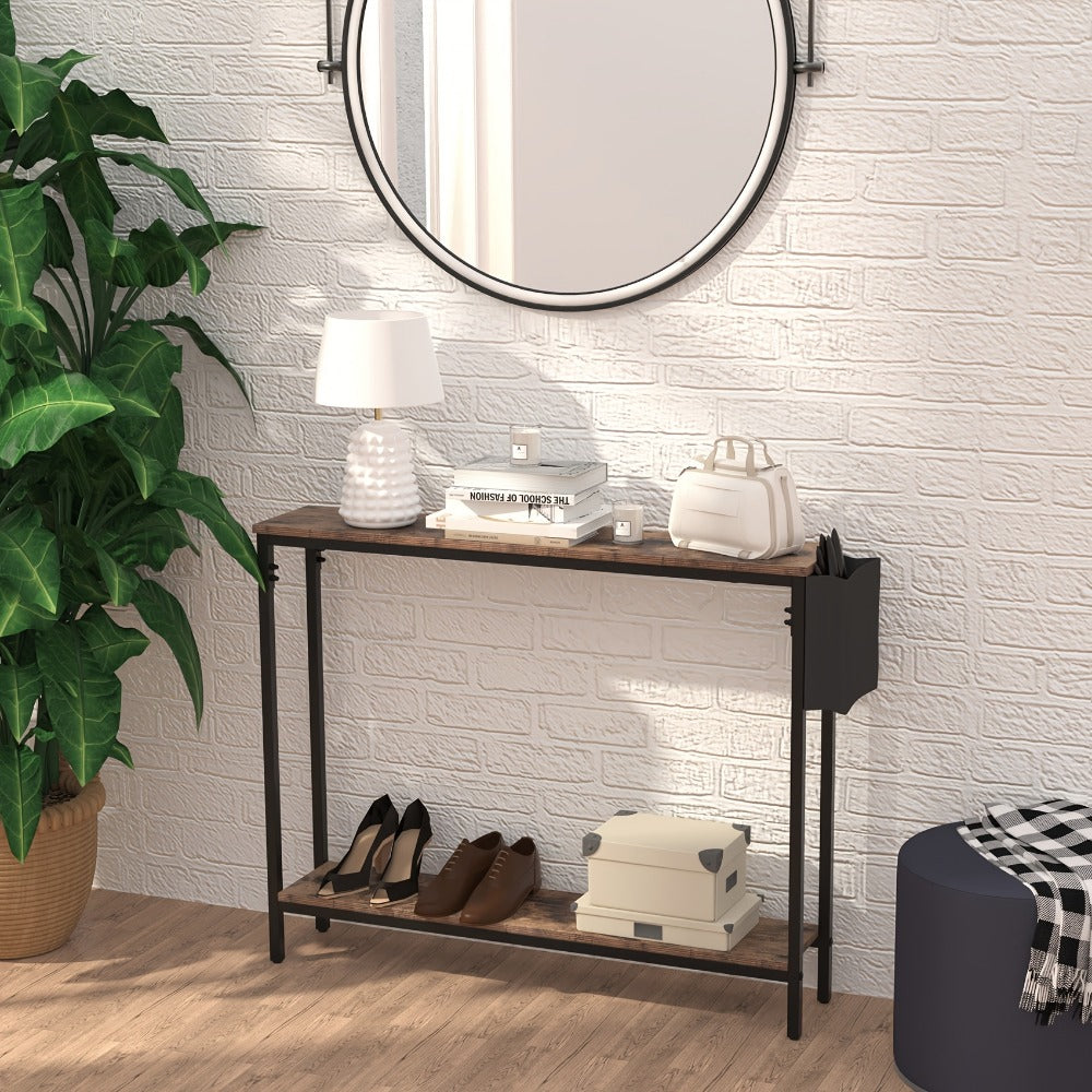 39.4-Inch Solid Wood Console Table, Hallway Accent Table for Entryway detail image - detail view 8