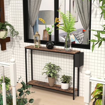 39.4-Inch Solid Wood Console Table, Hallway Accent Table for Entryway detail image - detail view 9