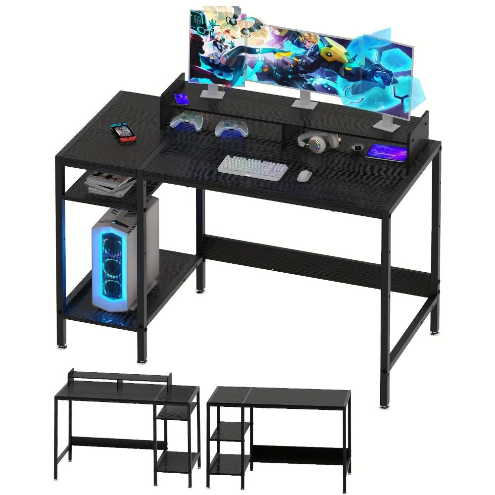 Computer Desk, 39" Gaming Desk with Monitor Stand & Storage - Home Office for 2 Monitors shown in the main product view