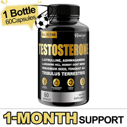 Male Testosterone Support Capsules with Maca Root, Epimedium, L-Citrulline & Ashwagandha — Men's Vitality, Strength, Stamina & Energy Supplement | Natural Performance Formula for Men Over 40 | 1 or 3 Pack