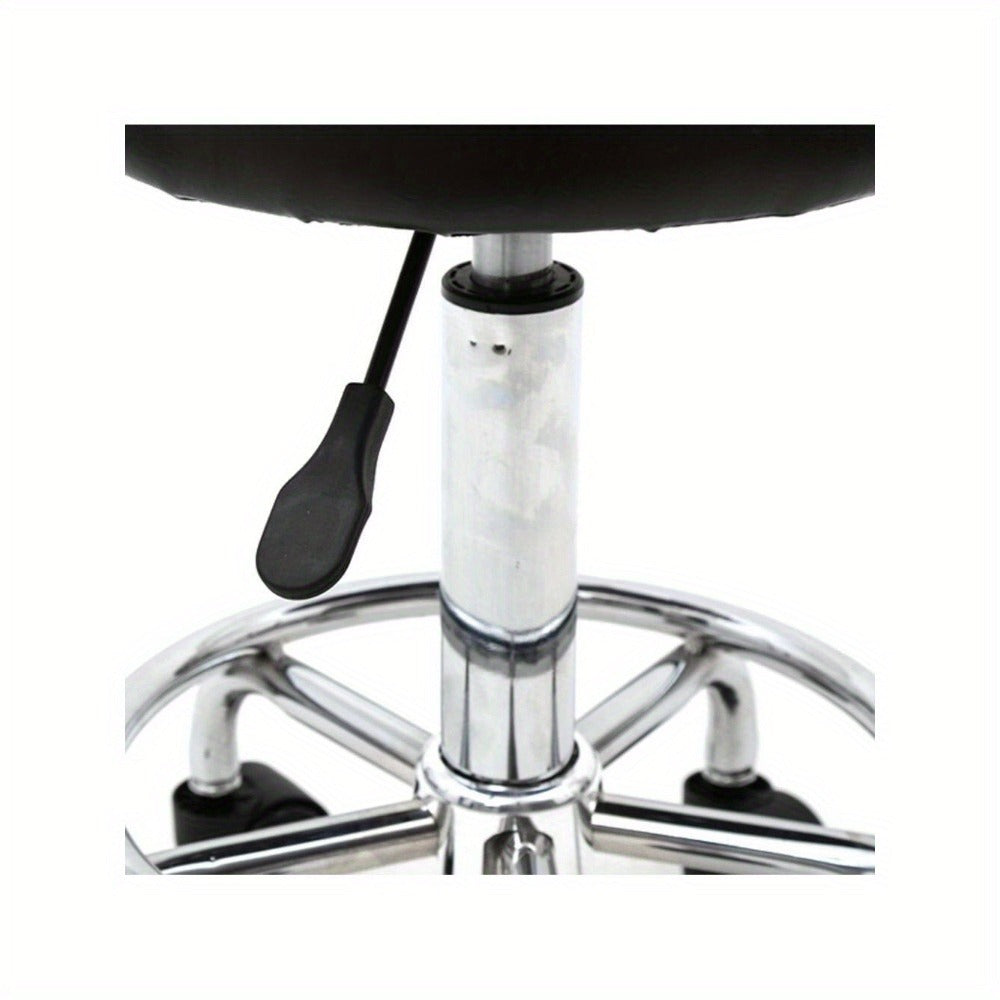 Salon Stool with Back & 360° Swivel – Adjustable Height 18.9"–22.8", Round Padded Cushion Seat, Chrome Base, Black or White for Nail Tech, Hair Stylist, Esthetician, Home Office