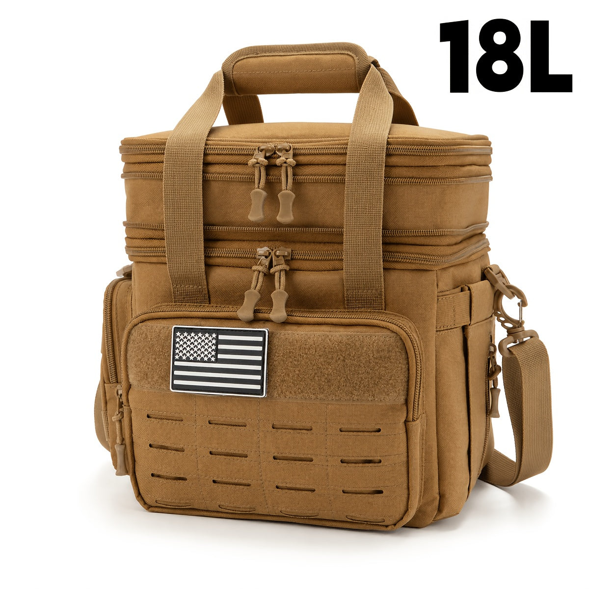 Tactical Insulated Cooler Lunch Box with MOLLE Webbing – Expandable & Leakproof, 3.7 Gal or 18L, for Hunting, Camping, Work & Outdoor Picnics – Black, Green or Khaki