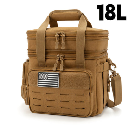 Tactical Insulated Cooler Lunch Box with MOLLE Webbing – Expandable & Leakproof, 3.7 Gal or 18L, for Hunting, Camping, Work & Outdoor Picnics – Black, Green or Khaki