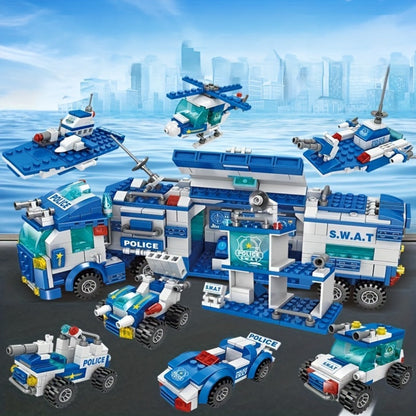 City Police Building Blocks Set 700 Pieces – Patrol Car Truck with Action Figures, Brick Toy for Boys Role Play STEM, Birthday Christmas Halloween Thanksgiving Gift Ages 6 7 8 9 10