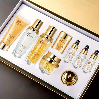 Collagen Skincare Set 9pcs - Korean Facial Serum Moisturizer Cream Hyaluronic Acid Firming Hydrating Anti Aging Luxury Gift Box, Complete Skincare Routine for All Skin Types Women