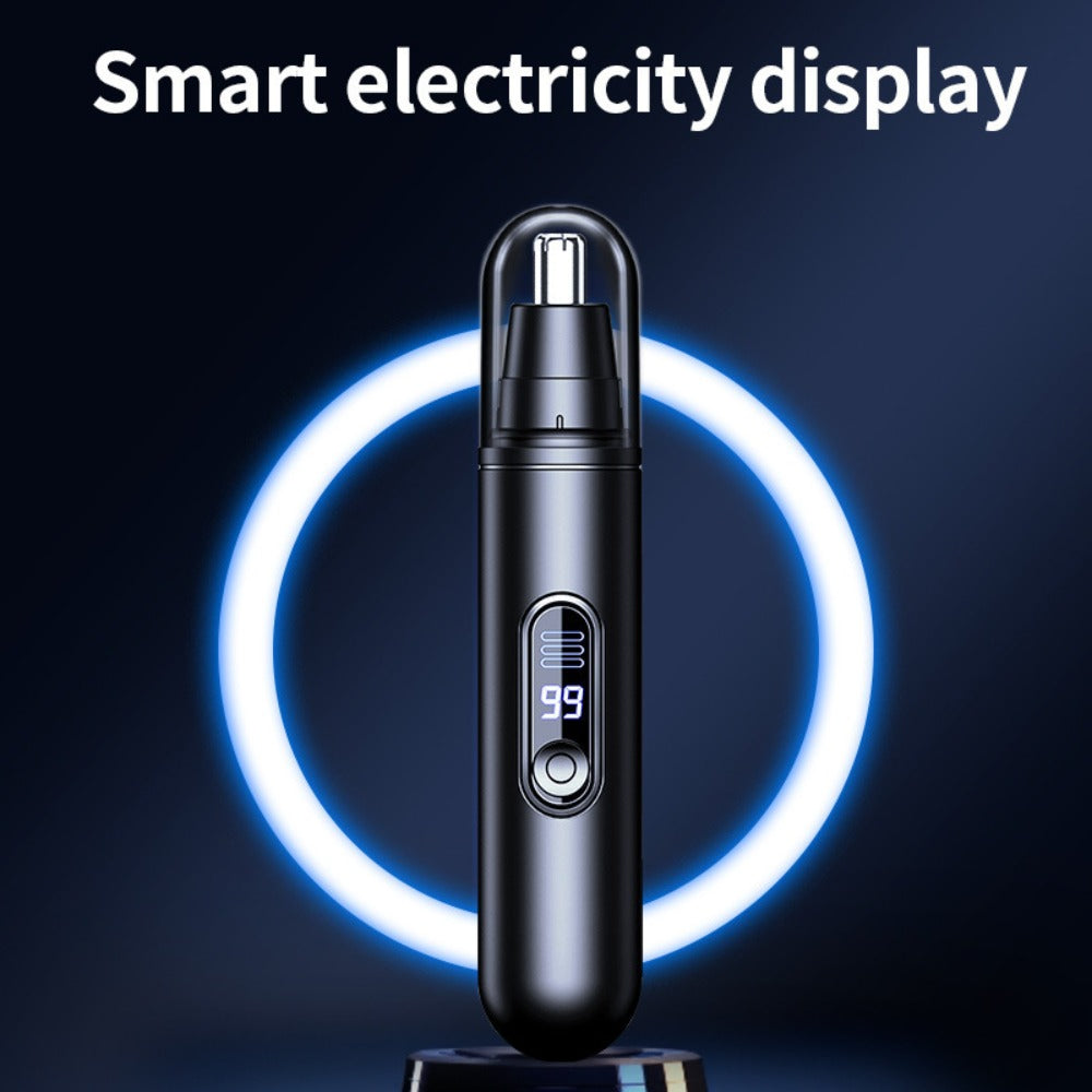 Nose Hair Trimmer Electric Painless 3-in-1 USB Rechargeable with LED Display – Trims Nose Ear Hair Eyebrows Waterproof Grooming Device for Men Women