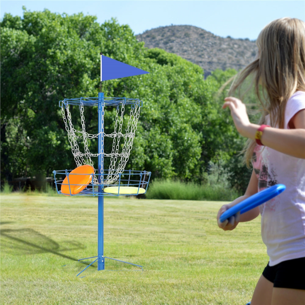 Portable Disc Golf Basket 12 Chain – Heavy Duty Metal Frame, Galvanized Chains, Easy Assembly, Indoor & Outdoor Practice Target for All Skill Levels – 4 Colors: Black, Orange, Red, Blue
