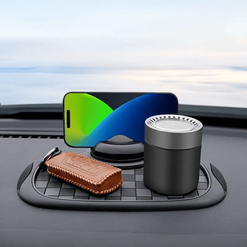 Car Dashboard Pad with Rotating Mobile Phone Holder And License Plate - Non-Slip PVC, High Quality, Ergonomic Oval Design to Enhance Grip And Safe Driving