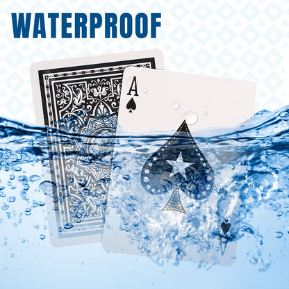 Waterproof Plastic Playing Cards – 2 Decks Poker Size Standard Index Cards with Cases, Washable Tear-Resistant PVC Game Cards for Poker, Family Game Night, Outdoor & Pool Play, Adults & Kids