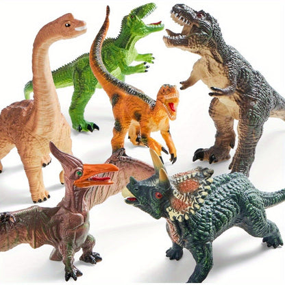 Toddler Dinosaur Figures with Educational Book – 6 Jumbo Soft Realistic Dinosaur Toys for Toddlers 1+ Years, Learning Playset for Kids, Perfect Gift for Boys & Girls, Christmas & Birthday Toys