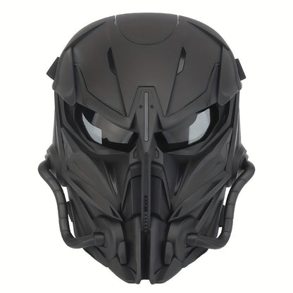 Cyberpunk Full Face Mask Breathable Anti-Fog Nylon Silver – Complete Face Covering for Halloween Carnival Rave LARP Cosplay, Sci-Fi Costume Helmet Prop, 9x8in Unisex Adults Teens