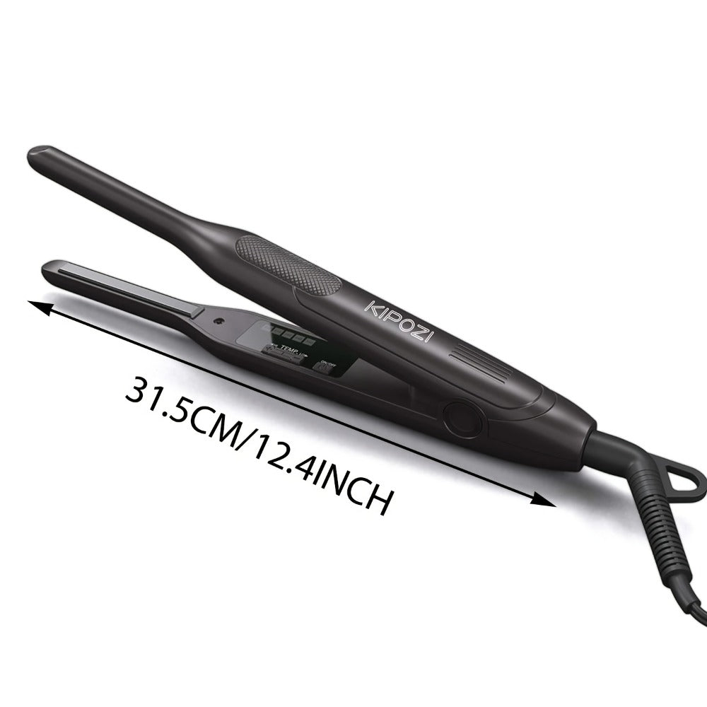 Mini 0.3 Inch Hair Straightener 2-in-1 Curler Titanium Plates 5 Heat Settings 450°F Dual Voltage Beard Bangs Short Hair Styling Tool Unisex for Men Women Valentine Gift