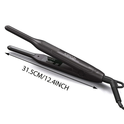 Mini 0.3 Inch Hair Straightener 2-in-1 Curler Titanium Plates 5 Heat Settings 450°F Dual Voltage Beard Bangs Short Hair Styling Tool Unisex for Men Women Valentine Gift
