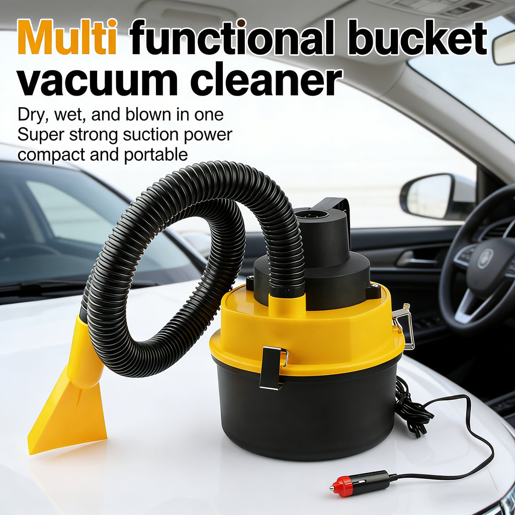 Vehicle Mounted Suction And Blowing Double Use Bucket Vacuum Cleaner Car Portable Multi Function Tool Cylinder Style Large Capacity Vacuum Cleaner Automobile Interior Cleaning Tool
