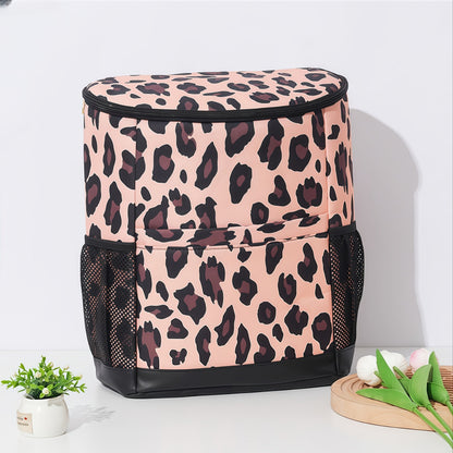 Insulated Cooler Backpack 30-Can Capacity, Leopard Print Portable Lunch Bag with Mesh Side Pockets & Adjustable Straps, Leakproof Thermal Cooler for Beach, Camping, Picnics, Hiking & Outdoor Travel