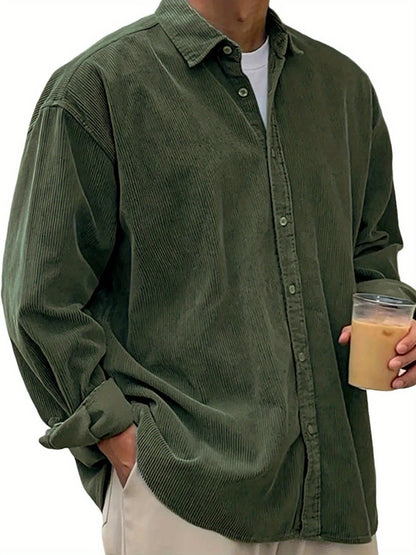 Men's Solid Relaxed Fit Long Sleeve Casual Shirt - Easy Care