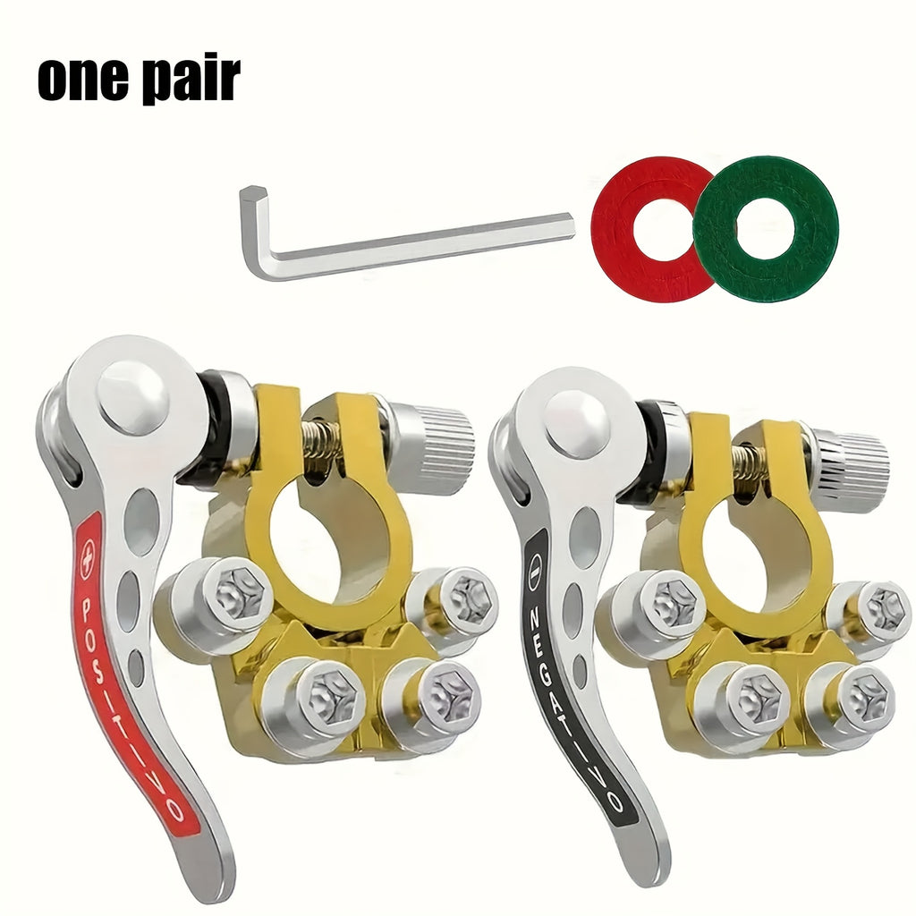 Connector for Car Battery Terminals, Featuring a 4-Way Quick Disconnect Clip for Both Positive And Negative Connections, Made of Solid Polished Brass That Is Resistant to Corrosion And Built to Last for Automobiles, Trucks, And Other Vehicles