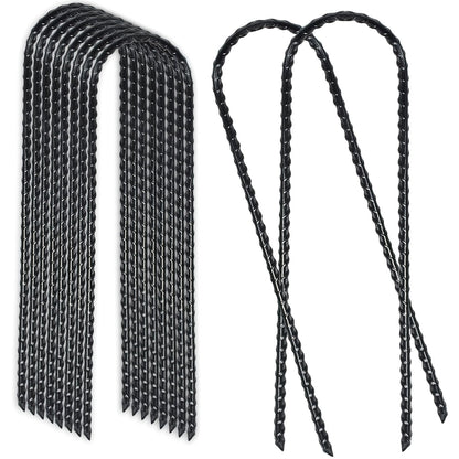 Trampoline Wind Stakes Ground Anchors – 10 Inch Heavy Duty Rebar Stakes with Black Powder Coat, Safety Anchor Kit for Trampoline, Tent & Outdoor Equipment, Anti-Tip Metal Landscape Staples, 12 or 24 Pack