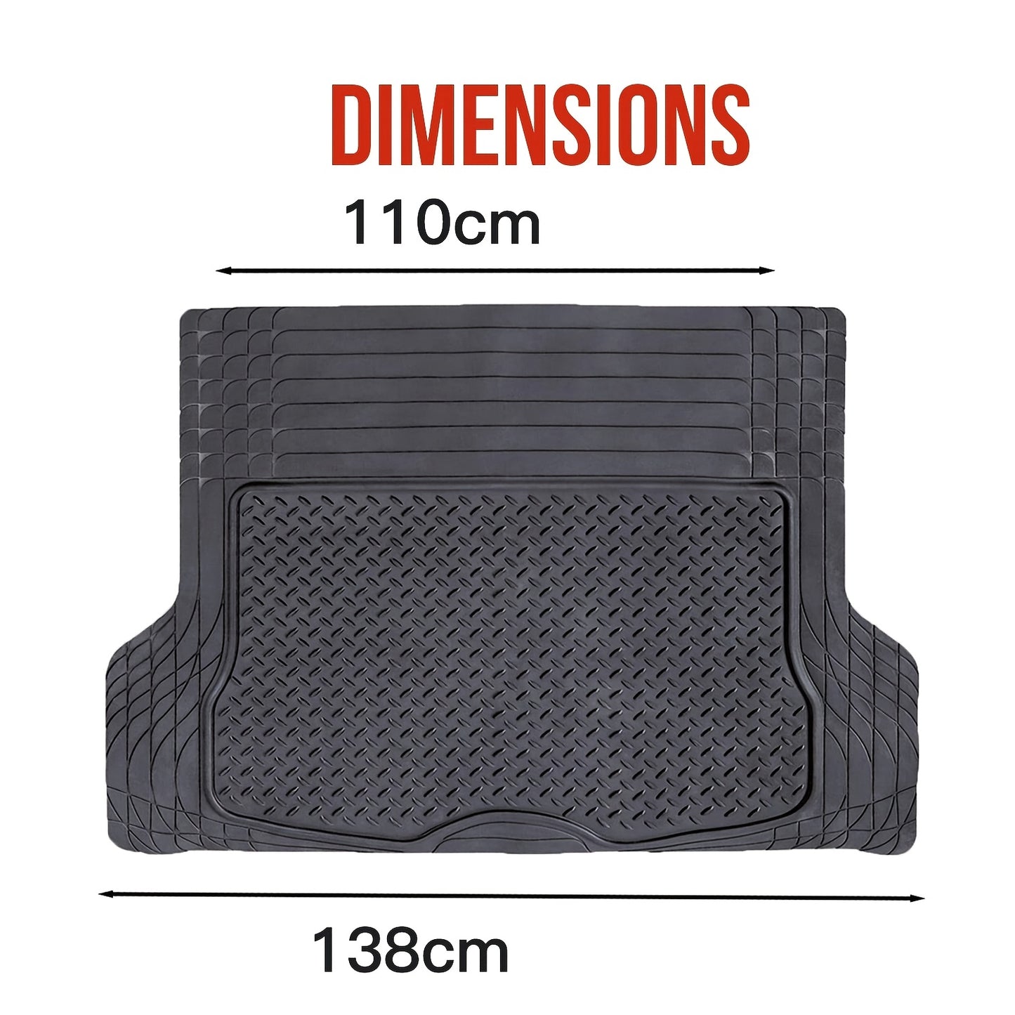 Trunk Cargo Liner Rubber Mat Universal Fit - All Weather Waterproof Trunk Mat with Seat Back Protector, Trim-to-Fit for Cars, SUV & Sedan