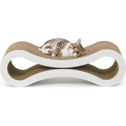 Cat Scratcher Lounger Large Infinity Reversible Cardboard Scratching Pad Board for Indoor Cats, 5-Layer High-Density Cat Scratch Bed with Double-Sided Design, Furniture Protector, Brown & White
